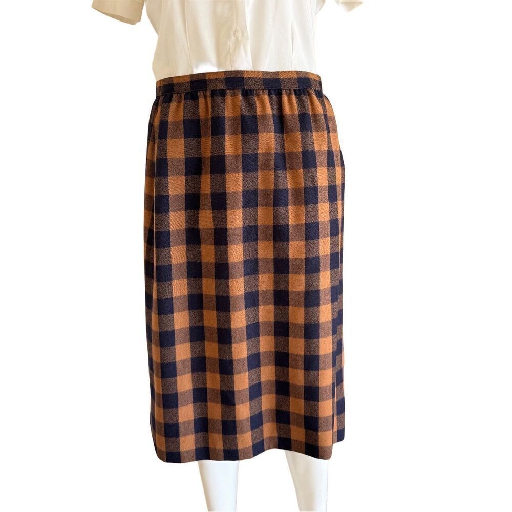 Dalton women’s 14 tan plaid pencil skirt Union Made vintage knee length